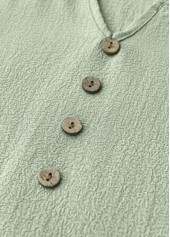 Button Sage Green A Line Half Sleeve Dress