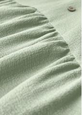 Button Sage Green A Line Half Sleeve Dress