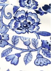 Random Floral Print Ruched Blue Tankini Set