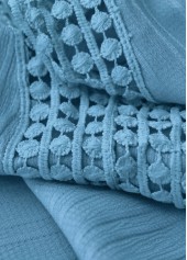 Embroidery Dusty Blue A Line Sleeveless V Neck Dress