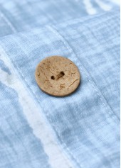 Tropical Plants Print Circular Ring Light Blue Strappy Dress