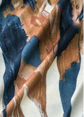 Geometric Print Button White Short Sleeveless V Neck Dress