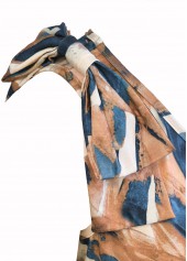 Geometric Print Button White Short Sleeveless V Neck Dress