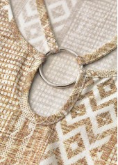 Geometric Print Tummy Coverage Light Camel A Line Dress