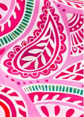 Mid Waisted Paisley Print Ruched Pink Tankini Set