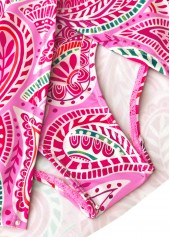Mid Waisted Paisley Print Ruched Pink Tankini Set