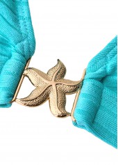 Lace Cyan V-Neck One Piece Swimwear and Bra