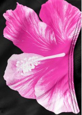 Mid Waisted Floral Print Tie Black Bikini Set