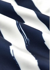 Mid Waisted Striped Tie Navy Tankini Set