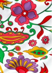 Floral Print Circular Ring Multi Color One Piece Swimwear