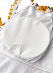 Floral Print Circular Ring Multi Color One Piece Swimwear