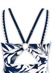 Floral Print Circular Ring Navy One Piece Swimwear