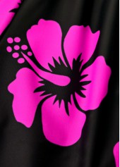 Mid Waisted Floral Print Contrast Binding Tankini Set