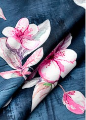 Random Floral Print Denim Blue Sleeveless Tank Top