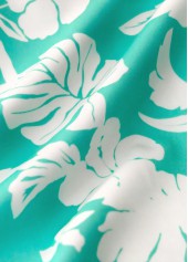 Cyan Mid Waisted Floral Print Tankini Set