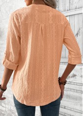 Dusty Pink 3/4 Sleeve Split Neck Blouse