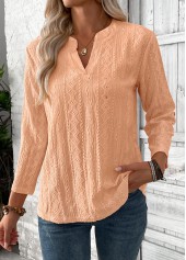 Dusty Pink 3/4 Sleeve Split Neck Blouse