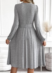 Tummy Coverage Belted Light Grey Marl Long Sleeve Dress