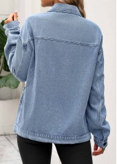 Tummy Coverage Denim Blue Long Sleeve Coat