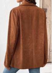 Tummy Coverage Dark Camel Long Sleeve Lapel Coat