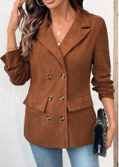 Tummy Coverage Dark Camel Long Sleeve Lapel Coat