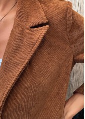 Tummy Coverage Dark Camel Long Sleeve Lapel Coat