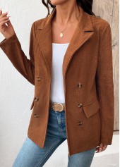 Tummy Coverage Dark Camel Long Sleeve Lapel Coat