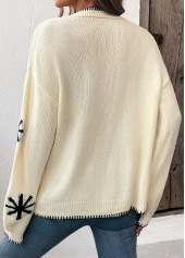 Geometric Print Beige Long Sleeve Cardigan