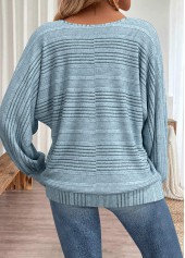 Dusty Blue Long Sleeve Round Neck T Shirt