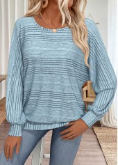 Dusty Blue Long Sleeve Round Neck T Shirt