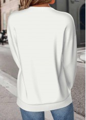 White Long Sleeve Round Neck Sweatshirt