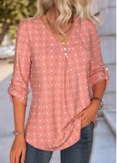 Tummy Coverage Dusty Pink Long Sleeve V Neck Blouse