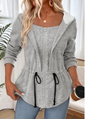 Tummy Coverage Light Grey Marl Long Sleeve Track Jacket