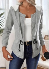 Tummy Coverage Light Grey Marl Long Sleeve Track Jacket