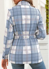 Plaid Tummy Coverage Light Blue Long Sleeve Shirt