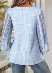 Light Blue 3/4 Sleeve Round Neck Blouse