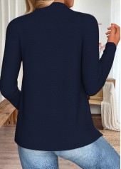 Navy Open Front Long Sleeve Coat