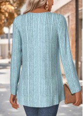 Dusty Blue Long Sleeve Fake Two Piece Twinset