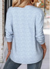 Plaid Tummy Coverage Light Blue Long Sleeve Sweatshirt