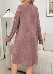 Dark Reddish Purple V Neck Long Sleeve Nightdress