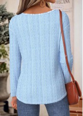 Plaid Tummy Coverage Light Blue Long Sleeve T Shirt