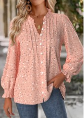 Floral Print Tummy Coverage Pink Long Sleeve Blouse
