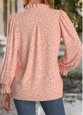 Floral Print Tummy Coverage Pink Long Sleeve Blouse