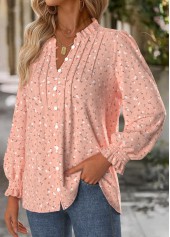 Floral Print Tummy Coverage Pink Long Sleeve Blouse