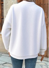 Zipper Long Sleeve Turn Down Collar Sweatshirt
