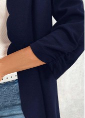 Scalloped Hem Navy 3/4 Sleeve Light Cardigan