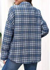 Plaid Patch Pocket Blue Long Sleeve Shirt