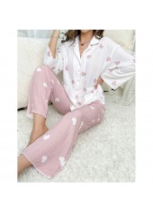 Heart Print Light Pink Lounge Top and Pants