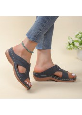 Dark Blue Open Toe Low Heel Sliders