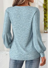 Tummy Coverage Dusty Blue Long Sleeve V Neck Sweatshirt